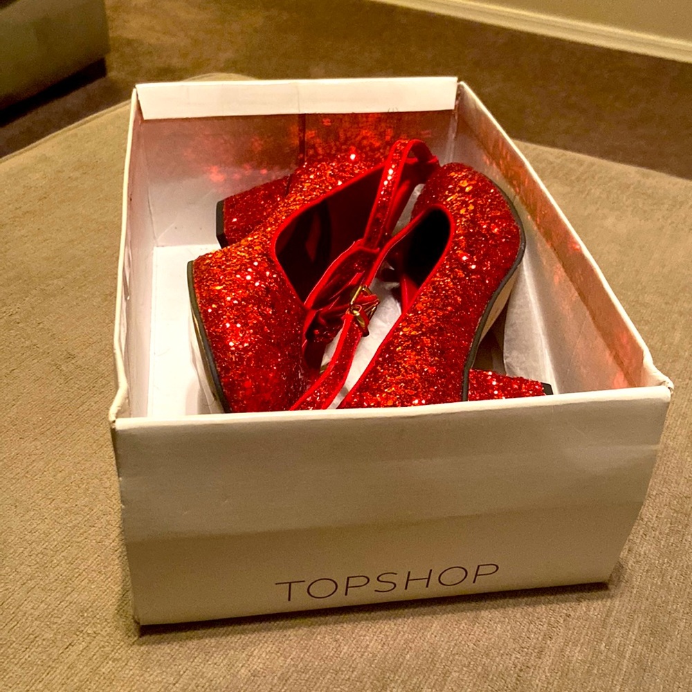 TOPSHOP jazz red sequined shoes Halloween Wizard of Oz Dorothy